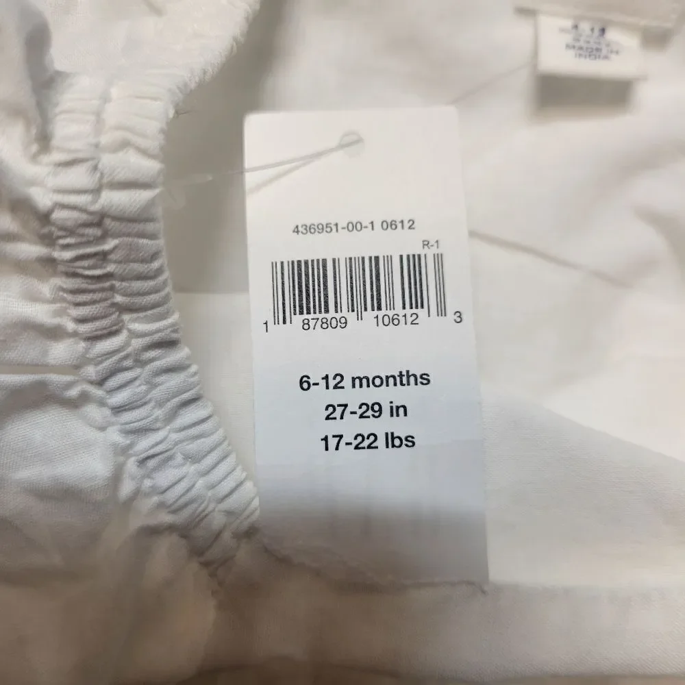 Baby Gap White Eyelet Dress / Blouse Cotton Girls Infant Size 6-12mo